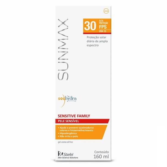 Protetor Solar Sunmax Sensitive Family FPS 30 Gel Creme com 160g Menor preço em Protetor Solar Sunmax Sensitive Family FPS 30 Gel Creme com 160g