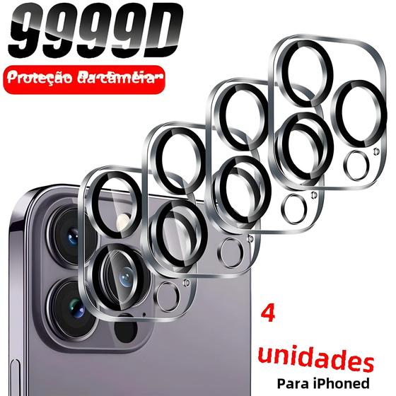 Imagem de Protetores de Vidro HD para Câmera Traseira do iPhone 13, 14, 11 e 12 Pro Max (4 Unidades)