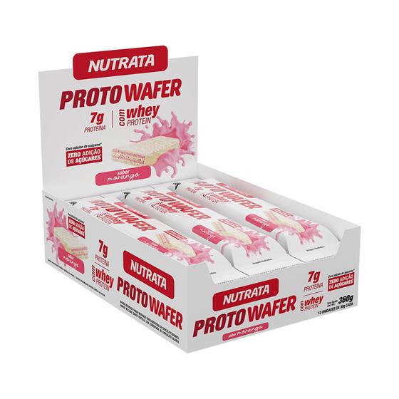 Imagem de Proto wafer sabor morango display com 12 wafers de 30g