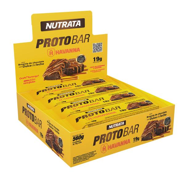 Imagem de ProtoBar Barra Proteica C/8 Unidades 70g - Brownie de Chocolate com Havanna Dulce de Leche - Nutrata