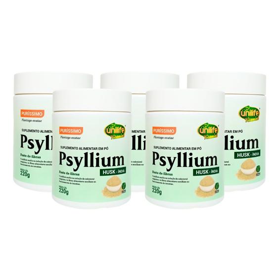 Imagem de Psyllium Plantago Ovatae em Pó Puríssimo 220g Husk-Índia Kit com 5