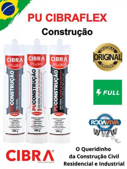 Imagem de Pu Construção Cola Selante De Poliuretano Cibra Flex 400g Branco/Cinza/Preto Para Construção e Reparos