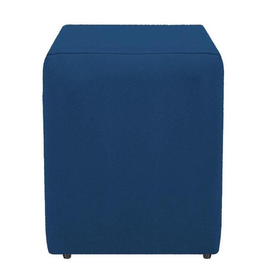 Imagem de Puf Puff Dado Quadrado Suede Azul Marinho Para Sala Recepção