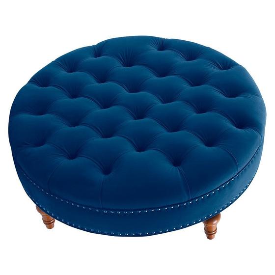 Imagem de Puff Amara 60 cm Suede Azul Marinho SLK Decor