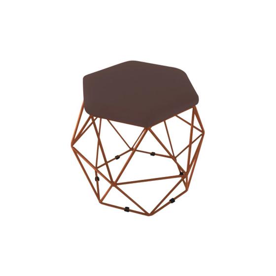 Puff Aramado Bronze Decorativo Suede Marrom Claro - Maitê Moda Casa Imagem de Puff Aramado Bronze Decorativo Suede Marrom Claro