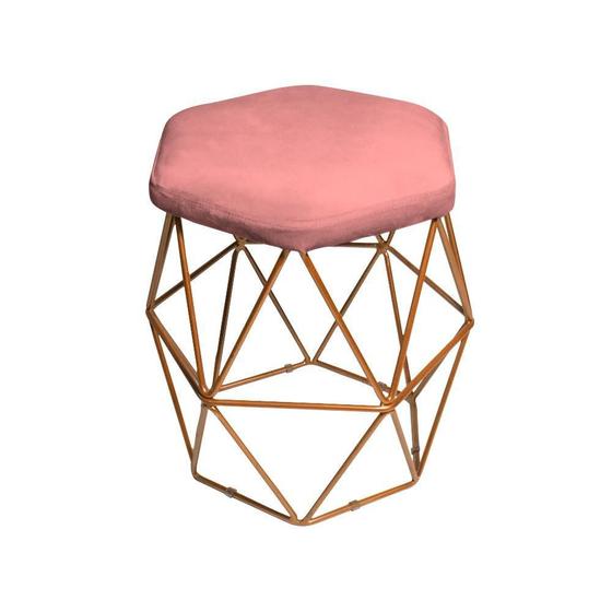 Imagem de Puff Aramado Rose Base De Ferro Rose Gold Web Shop Moveis