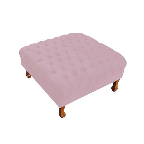 Imagem de Puff Assento Banco Retrô Luis Xv Capitonê 40 x 90 x 90cm Suede Rosa Bebe - LM DECOR