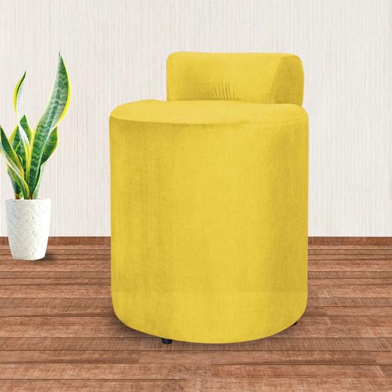 Imagem de Puff Athena Decorativo Quarto Suede Amarelo - Vallisa Decor