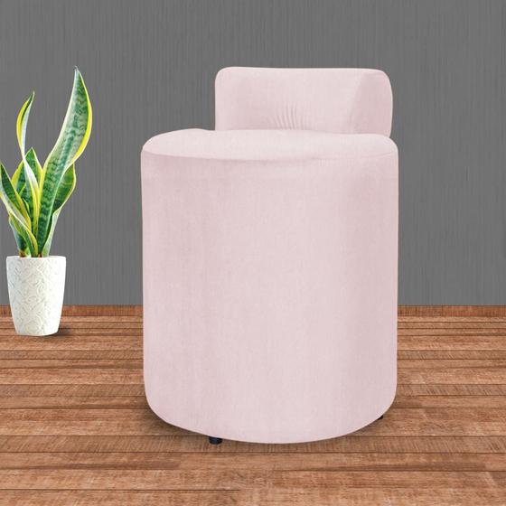 Imagem de Puff Athena Suede Rosa Bebê - Vallisa Decor