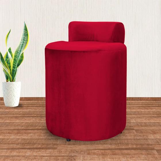 Imagem de Puff Athena Veludo Vermelho - Vallisa Decor