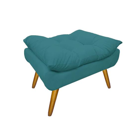 Imagem de Puff Banco Decorativo Pés Palito Para Sala de Estar Karen Suede Azul Turquesa - DL Decor