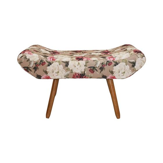 Imagem de Puff Banqueta 90cm Maya Pés Palito Suede Estampado Floral - Sheep Estofados