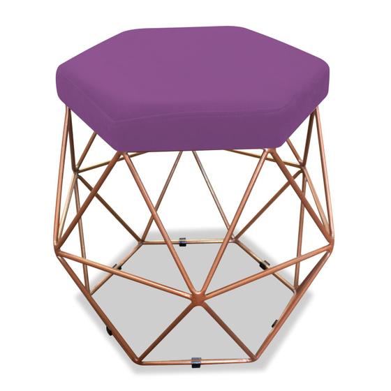 Imagem de Puff Banqueta Banqueta Bruna Decorativo Aramado Hexagono Bronze material sintético Roxo - DAMAFFÊ MÓVEIS