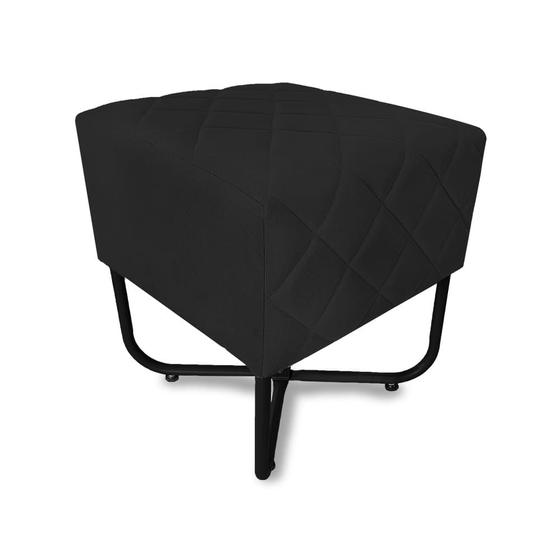 Imagem de Puff Banqueta Bela Suede Preto Base Metal Preta - Vallisa Decor