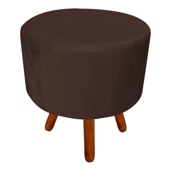 Imagem de Puff Banqueta Decorativa Dora Redondo Suede Marrom - D'Rossi