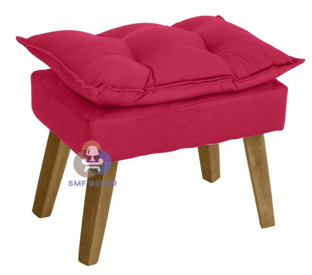 Imagem de Puff Banqueta Decorativa Glamour Vermelho Com Pés Quadrado