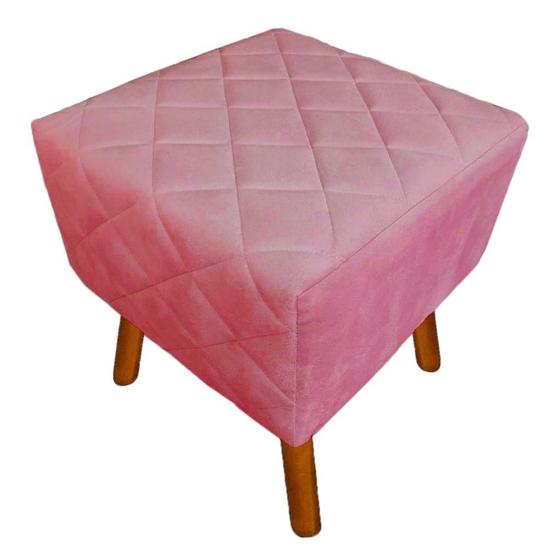 Imagem de Puff Banqueta Decorativo Estofado Para Salão de Beleza Isabella Suede Rosa Barbie - LM DECOR