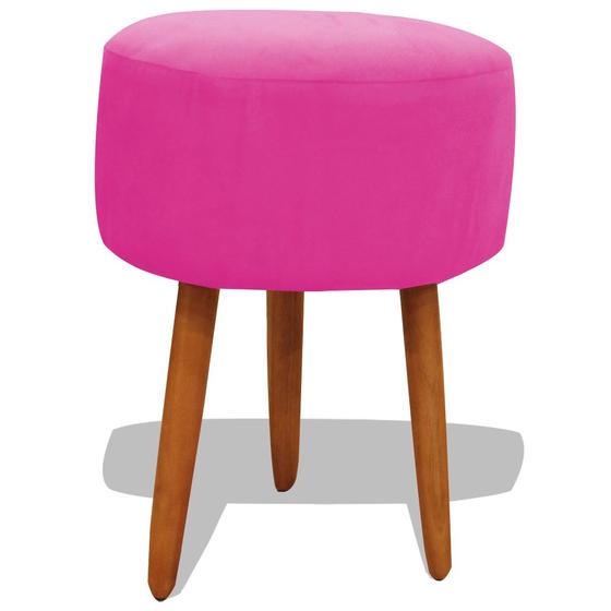 Imagem de Puff Banqueta Decorativo Redondo Para Sala Pé Palito 50 cm Altura Rosa Pink Eli Móveis