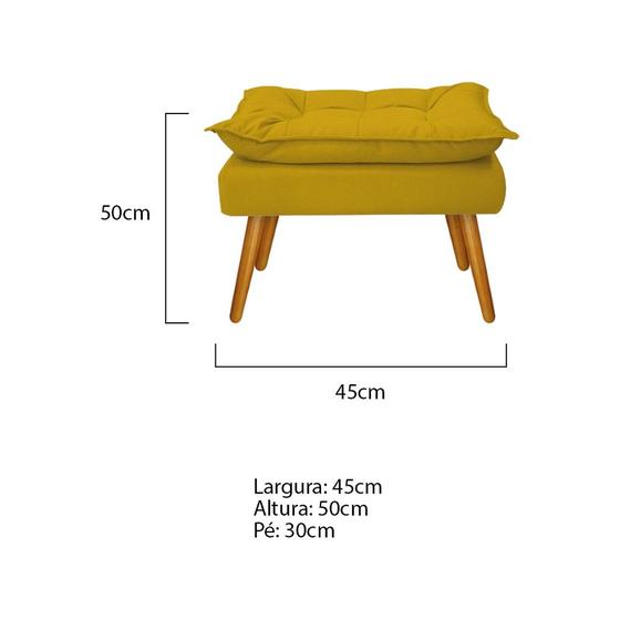 Imagem de Puff Banqueta Decorativo Zatti Pés Palito Sala de Estar Quarto Recepção material sintético Amarelo - KDAcanto Móveis