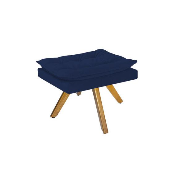 Imagem de Puff Banqueta Fenzzi Base Giratória de Madeira Suede Azul Marinho - DAMAFFÊ MÓVEIS