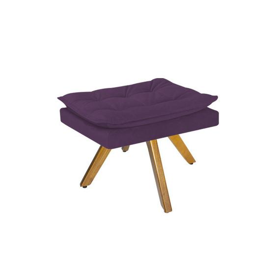 Imagem de Puff Banqueta Fenzzi Base Giratória de Madeira Suede Roxo - DAMAFFÊ MÓVEIS