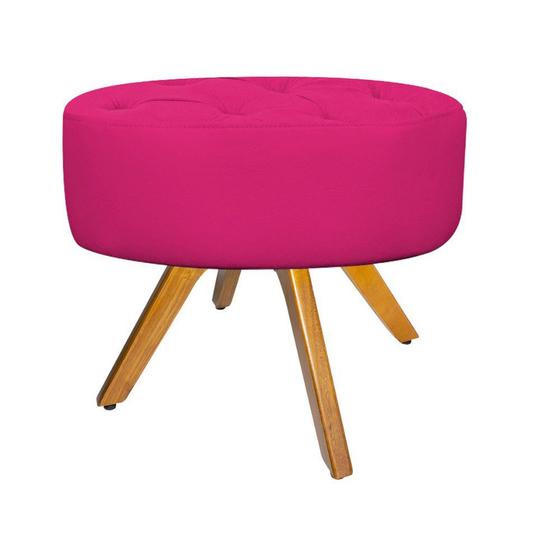 Imagem de Puff Banqueta Nanda Base Giratória de Madeira Suede Pink - KDAcanto Móveis