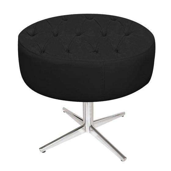 Imagem de Puff Banqueta Nanda Base Giratória de Metal Suede Preto - DAMAFFÊ MÓVEIS