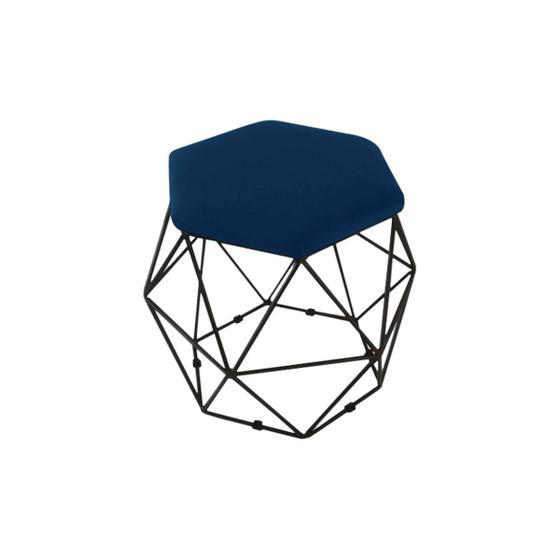 Imagem de Puff Banqueta Onix Aramado Hexagonal Para Sala Quarto Suede Base Preto