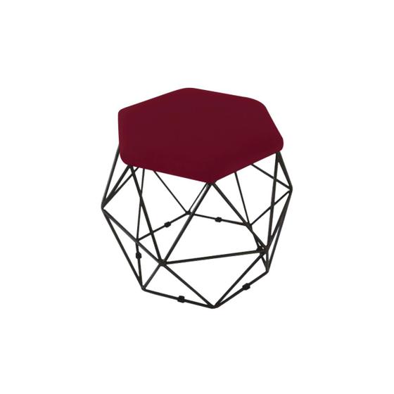 Imagem de Puff Banqueta Onix Aramado Hexagonal Para Sala Quarto Suede Base Preto