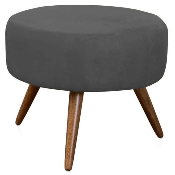Imagem de Puff Banqueta Redondo Classic Suede Cinza - SA Móveis