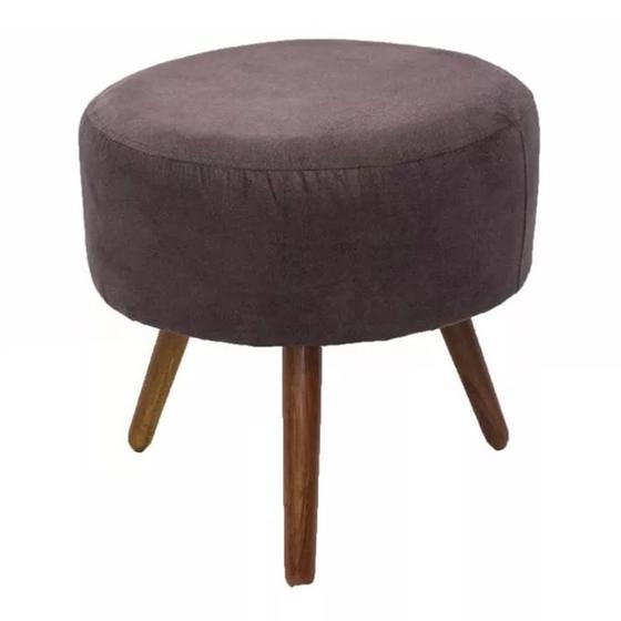 Imagem de Puff Banqueta Redondo Classic Suede Marrom - SA Móveis