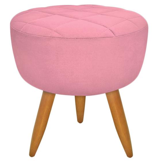 Imagem de Puff Banqueta Redondo Maitê Suede Rosa