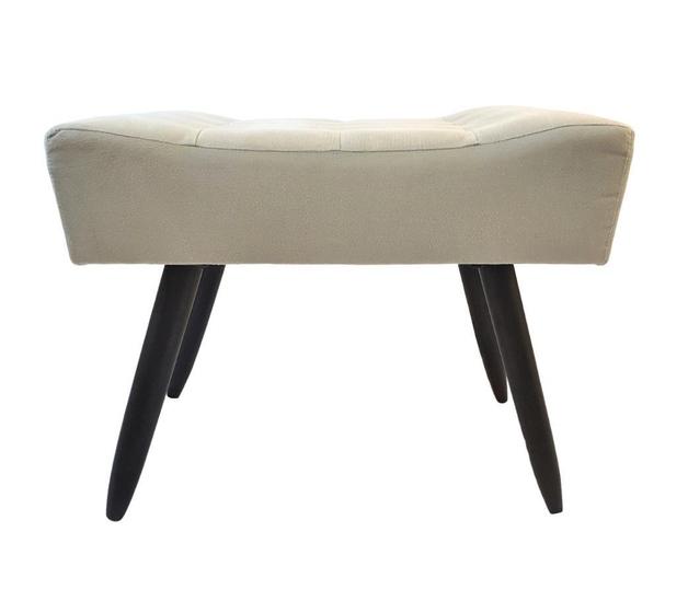 Imagem de Puff Banqueta Retangular Bege Para Sala Quarto Penteadeira Decorativo Pé Escuro