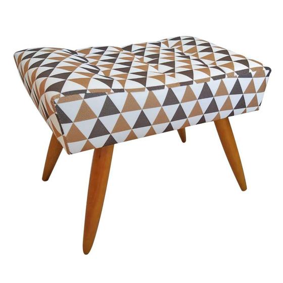 Imagem de Puff Banqueta Retangular Para Sala Quarto Penteadeira Triangulo Marrom Pé Natural