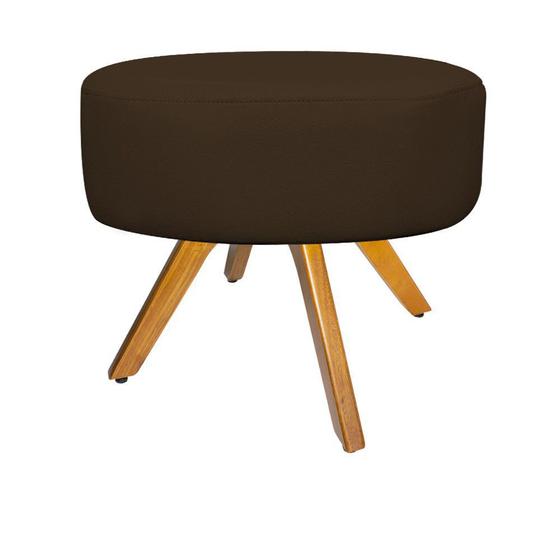 Imagem de Puff Banqueta Sofia Base Giratória de Madeira Sala de Estar Quarto Suede Marrom - DAMAFFÊ MÓVEIS