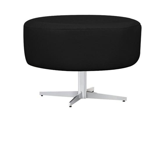 Imagem de Puff Banqueta Sofia Base Giratória de Metal Sala de Estar Quarto Suede Preto - DAMAFFÊ MÓVEIS