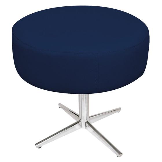 Imagem de Puff Banqueta Sofia Base Giratória de Metal Suede Azul Marinho - KDAcanto Móveis