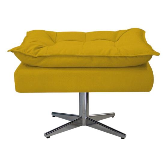 Imagem de Puff Banqueta Zatti Base Giratória de Metal Suede Amarelo - DAMAFFÊ MÓVEIS