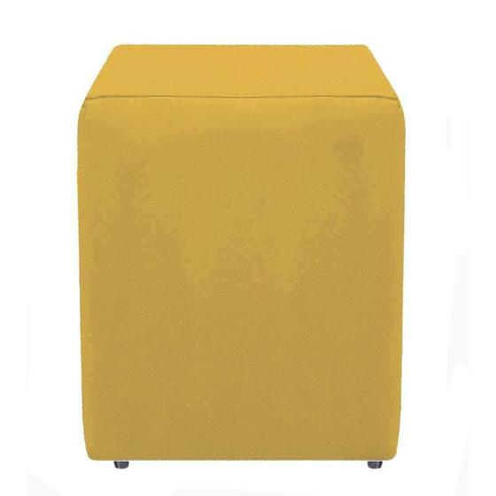 Imagem de Puff Banquinho Cubo Quadrado Decorativo Suede Amarelo