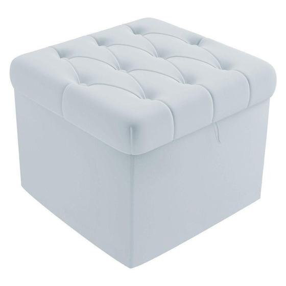 Puff Baú Capitonê Quadrado Suede Cinza - D'Rossi Menor preço em Puff Baú Capitonê Quadrado Suede Cinza - D'Rossi