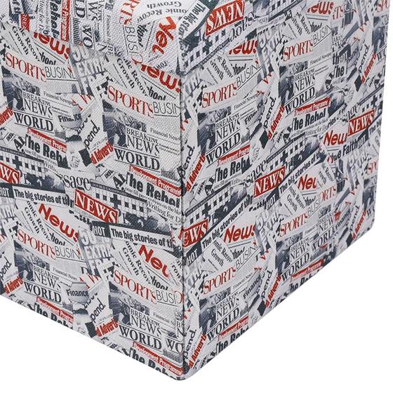 Puff Baú Dobrável Quadrado Newspaper 38x38x38cm Branco Casanova Puffs Magazine Luiza