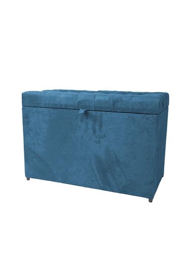 Imagem de Puff baú estofado retangular - 68 cm - azul aço - 100% mdf