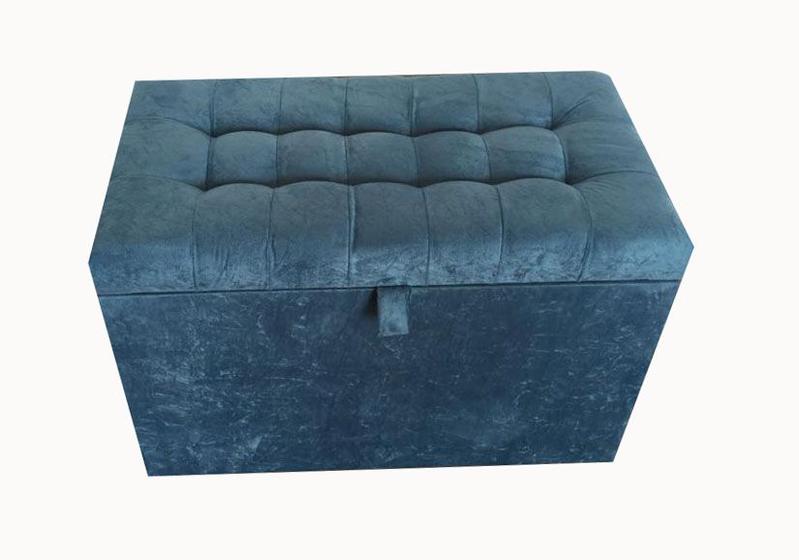 Imagem de Puff baú estofado retangular - 68 cm - azul aço - 100% mdf