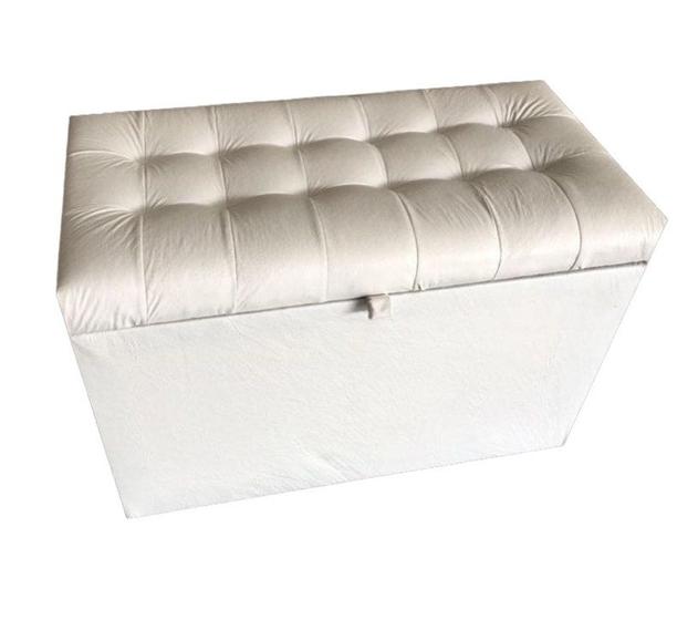 Imagem de Puff baú estofado retangular - 68 cm - branco- material sintético- 100% mdf