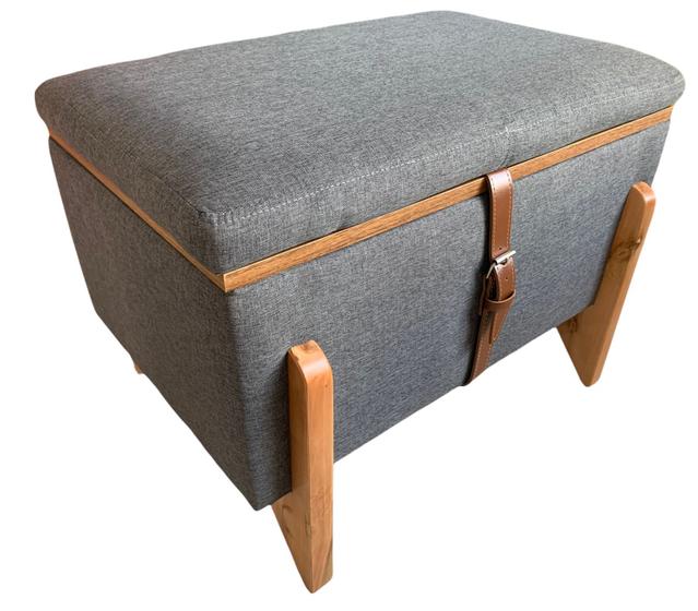 Puff baú flex com mesa de centro 60x40 cm linho cinza Menor preço em Puff baú flex com mesa de centro 60x40 cm linho cinza