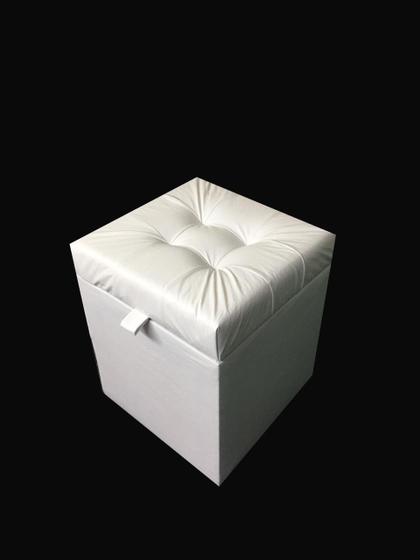 Imagem de Puff baú quadrado - 1 lugar - 36x36cm - branco - material sintético