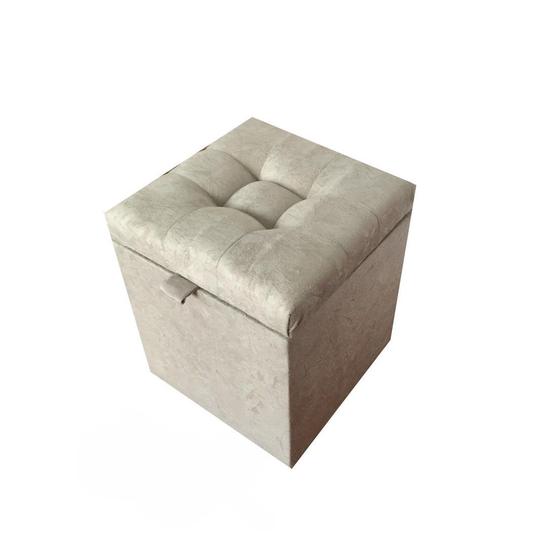 Puff baú quadrado - 1 lugar - 36x36cm - creme Menor preço em Puff baú quadrado - 1 lugar - 36x36cm - creme
