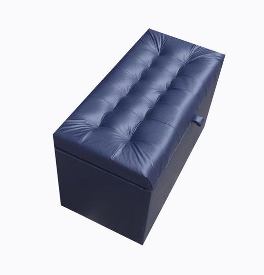 Puff baú retangular para sala, quarto c/ pistão á gás - azul marinho material sintético Menor preço em Puff baú retangular para sala, quarto c/ pistão á gás - azul marinho material sintético