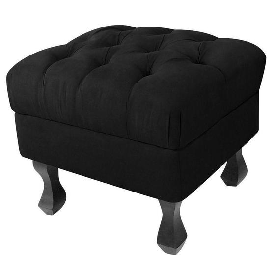 Imagem de Puff Baú Retrô Luis Xv Suede Preto Drossi