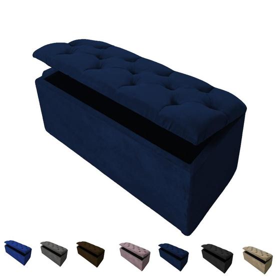 Imagem de Puff Baú Solteiro Pé de Cama Suede Capitone Decorativo Organizador